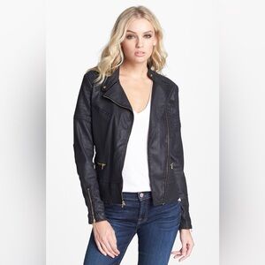 7 For All Mankind Coated Denim Motorcycle Jacket